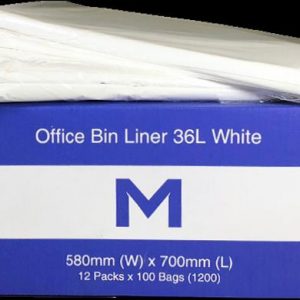 36 Litre White Office Bin Liners