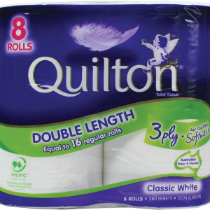 3 Ply 380 Sheet Quilton Toilet Rolls